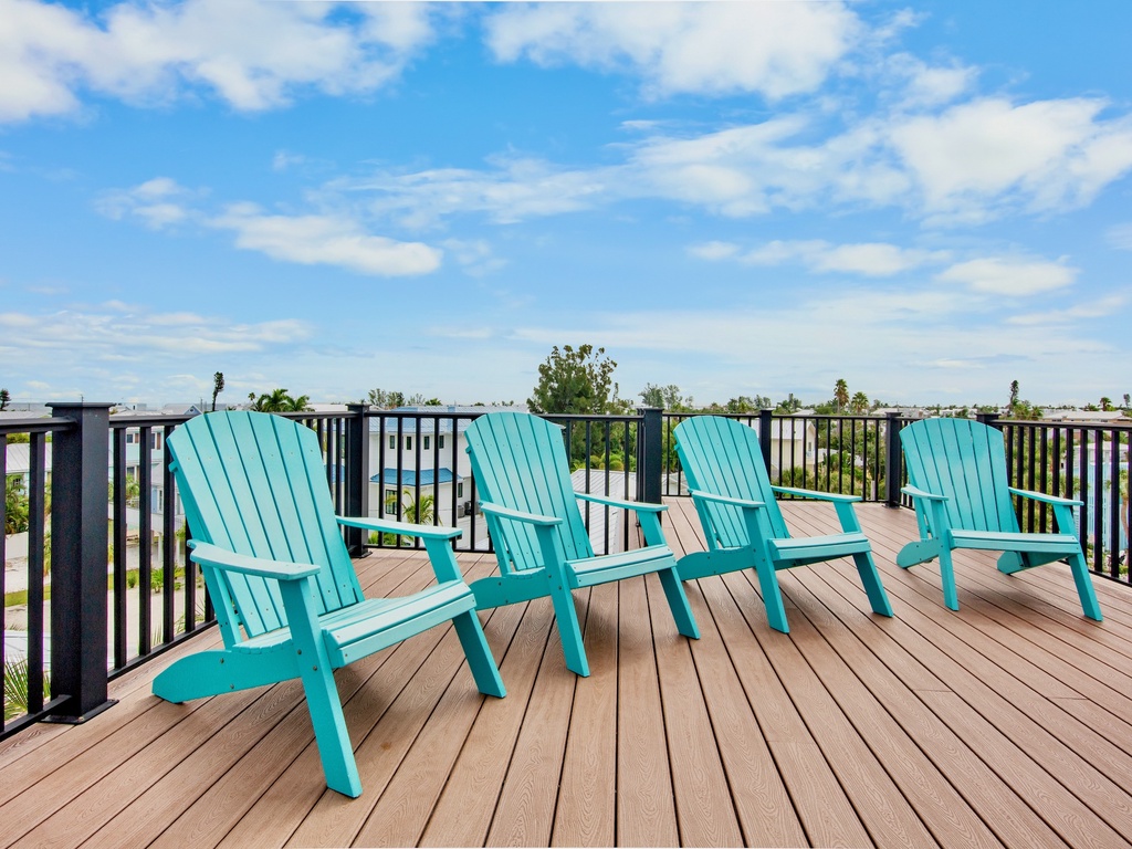 Rooftop deck with island views