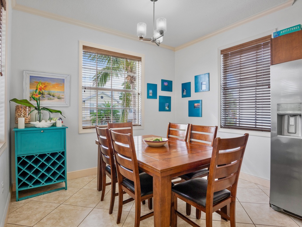 Dining table seating six guests