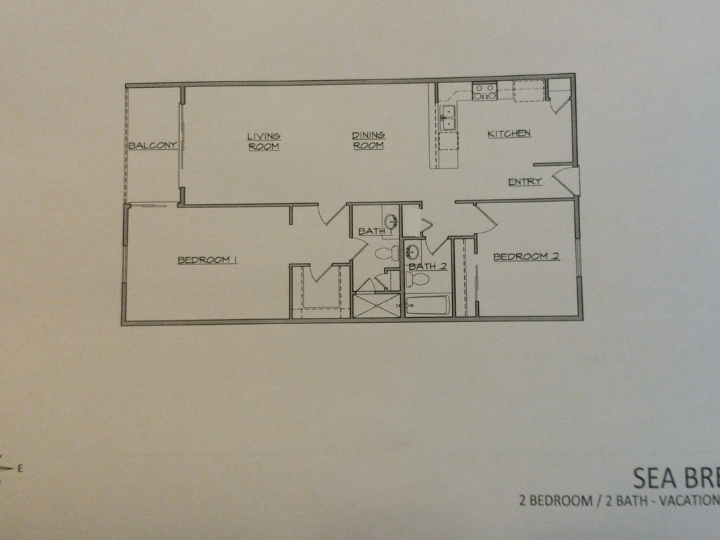 Sea Breeze - 2 Bedroom 2 Bath - Floor Plan No WD