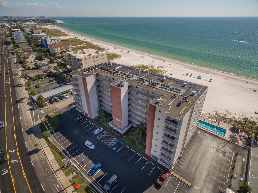 Beachfront property with direct access to pristine white sand beaches and turquoise Gulf waters.