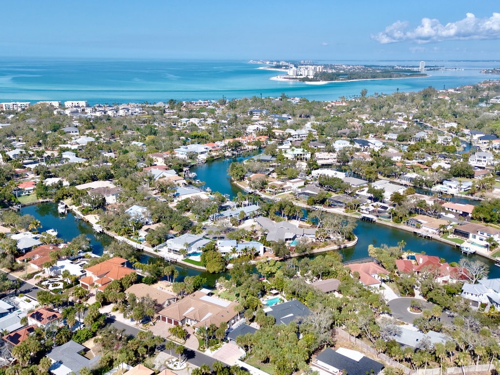 Aerial View - Treasure on the Canal by Siesta Luxury Rental Properties