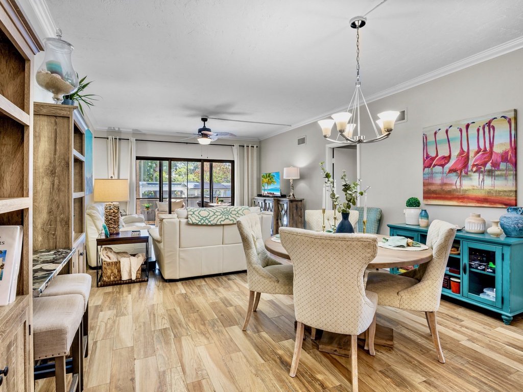 Living and Dining Area, Harbor Towers Unit 128 - Tropical Sands Accommodations