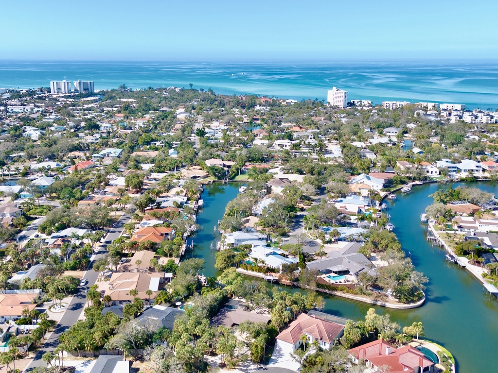 Aerial View - Treasure on the Canal by Siesta Luxury Rental Properties