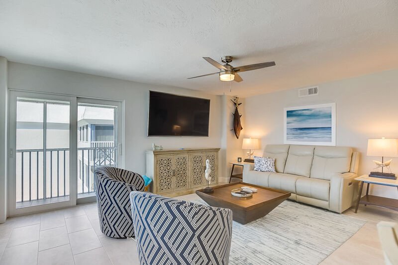 Bright living space with smart TV