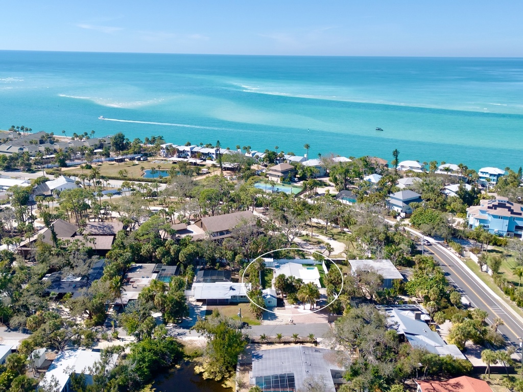 Coastal neighborhood aerial view