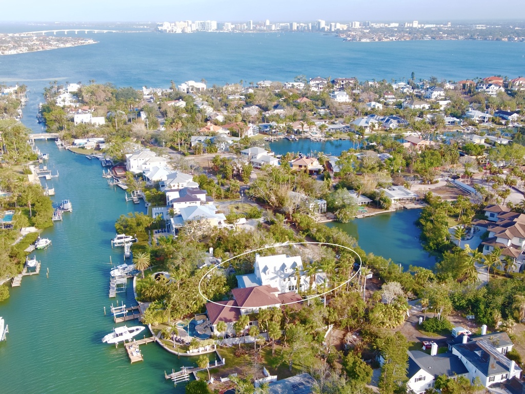 Aerial View of Canal Home