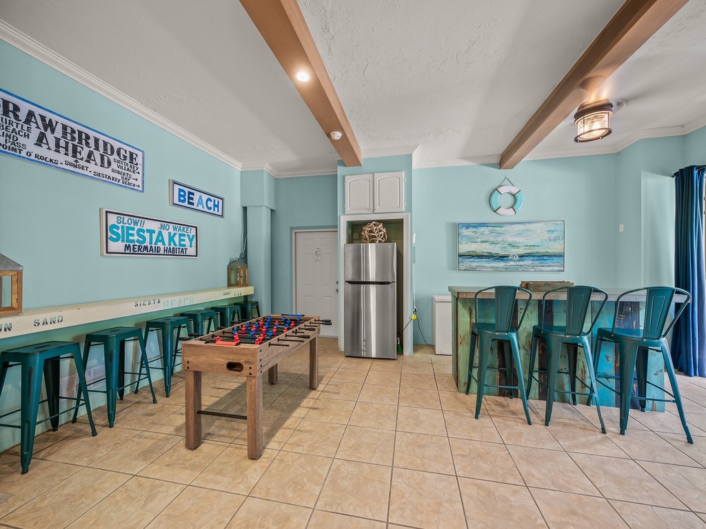 Fun social area with bar and foosball table