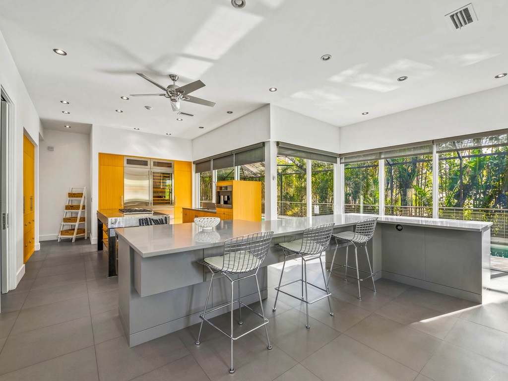 Bar Top Seating and Kitchen