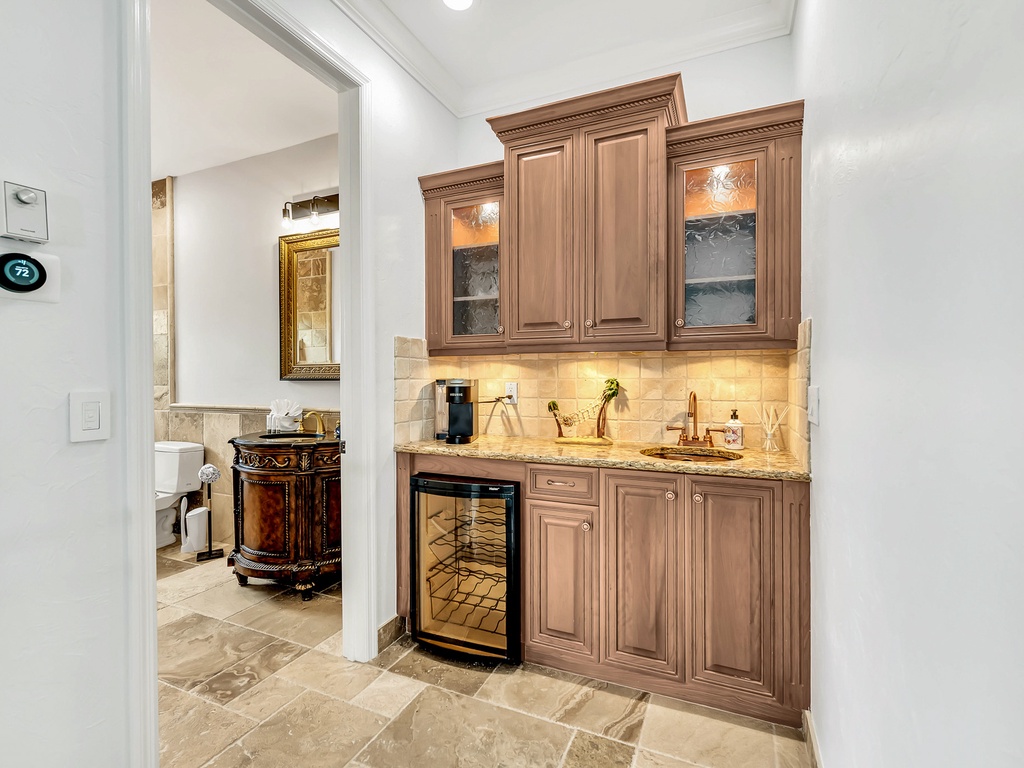 Wet bar are on the second floor