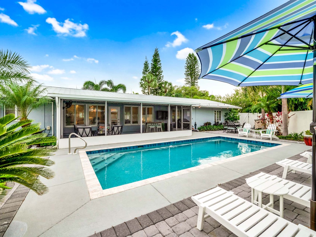 Private Pool with chairs for sunbathing