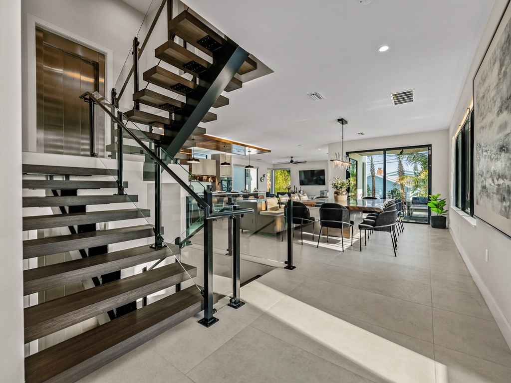 Bright stairway with modern touches