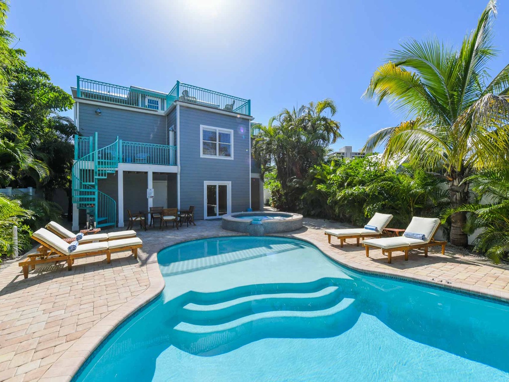 Private pool with outdoor seating