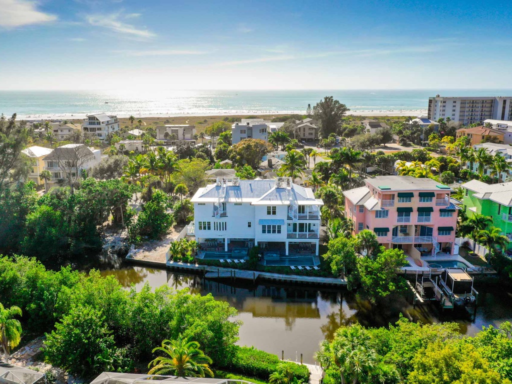 Great view of the home and canal