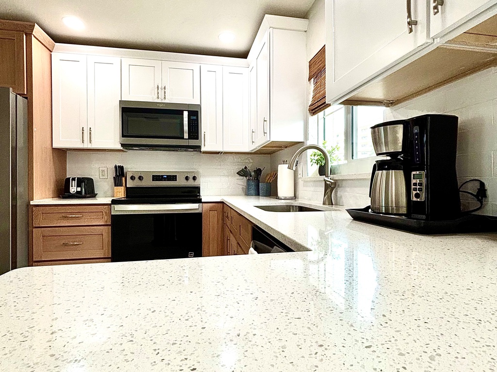 Bright kitchen with cooking essentials