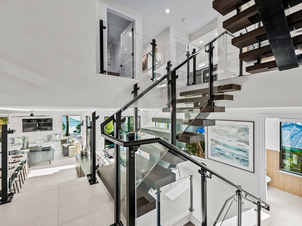 Bright stairway with modern touches
