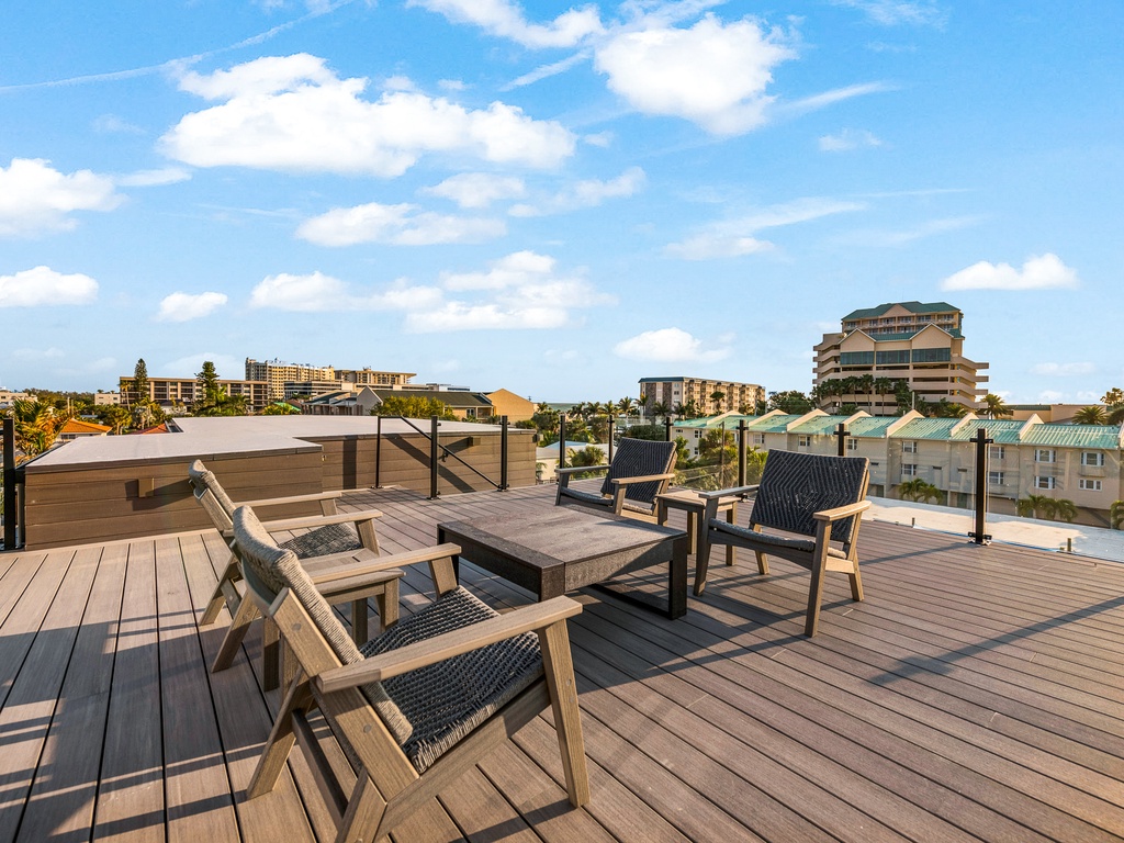 Rooftop deck with comfortable seating