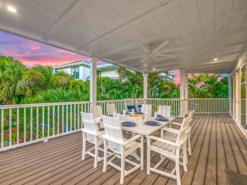Main Floor Balcony Dining at Twilight