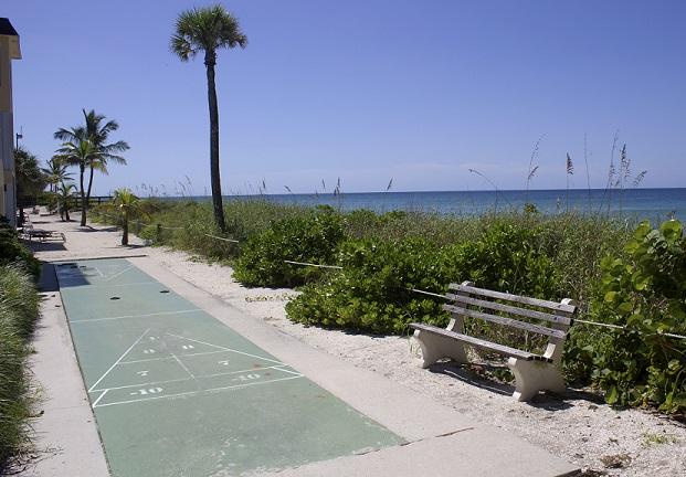 Shared shuffleboard courts