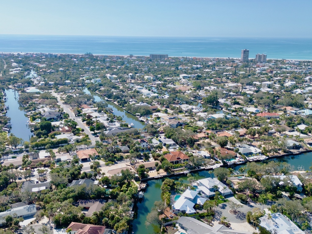 Aerial View - Treasure on the Canal by Siesta Luxury Rental Properties