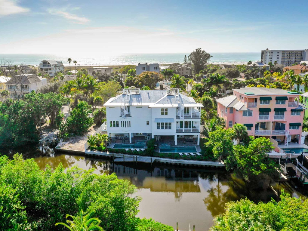 Rear view of the home from above