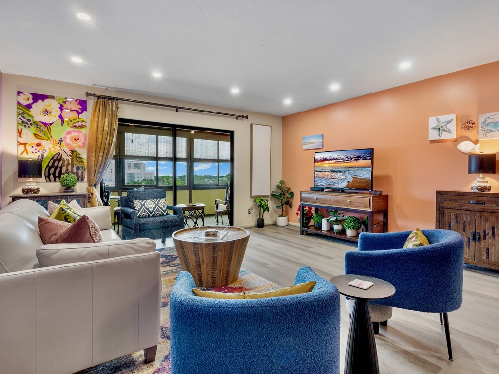 Bright living space with TV