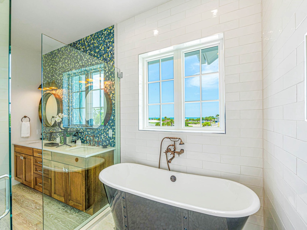 Master Bathtub in Shower with Gulf Views