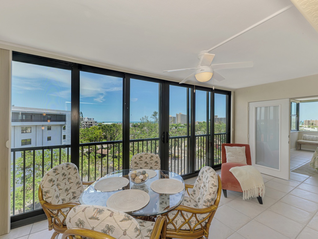 Private Screened-in terrace with seating