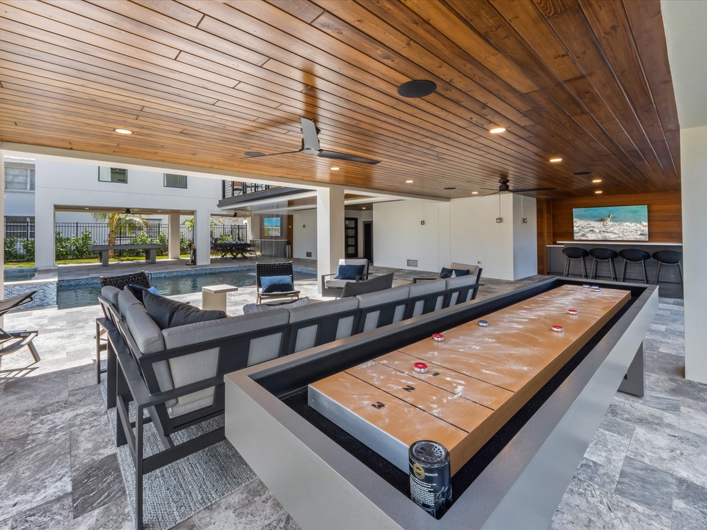 Outdoor Lounge and Shuffleboard Table