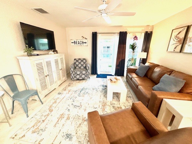 Bright living space with TV