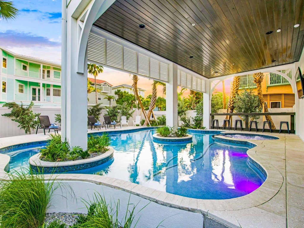 Pool Area during Sunset