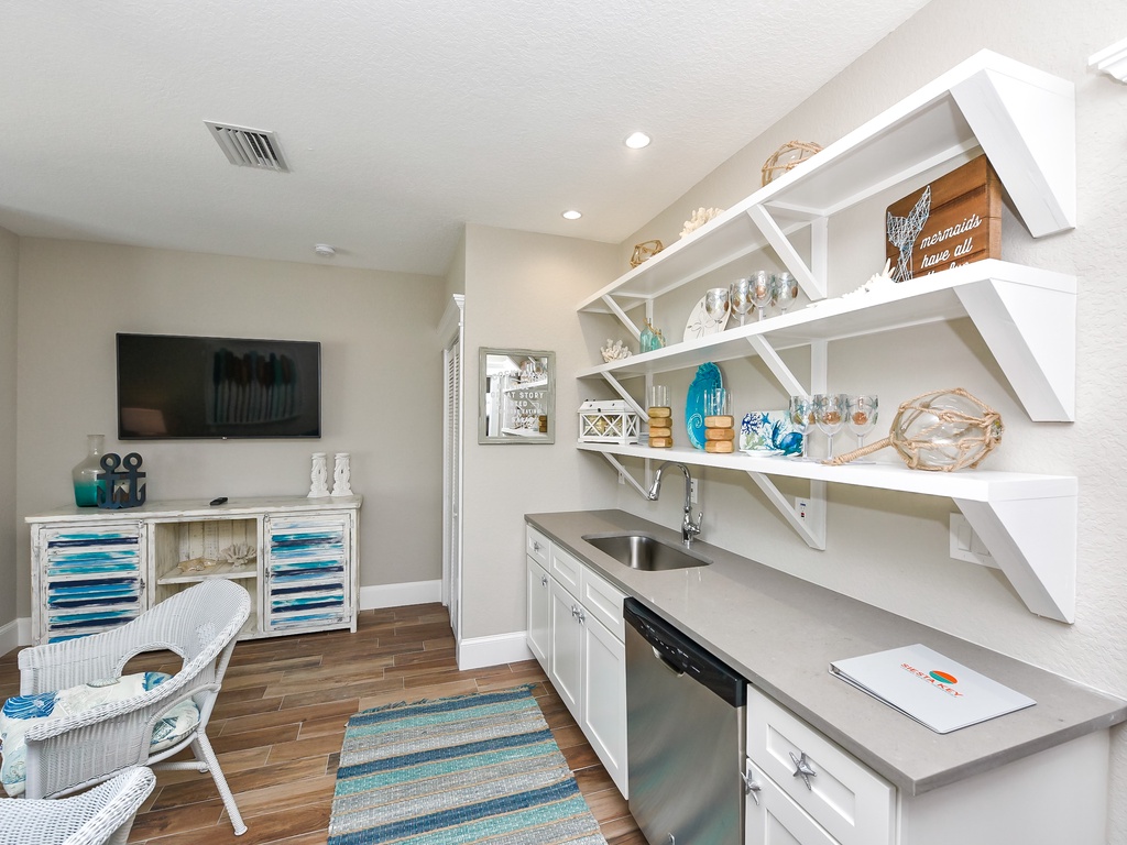 Living Room and Wet Bar with Dishwasher