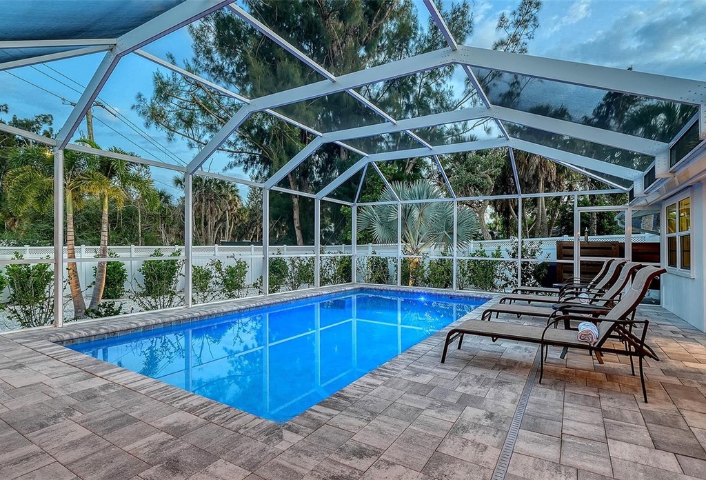 Private pool with comfortable loungers