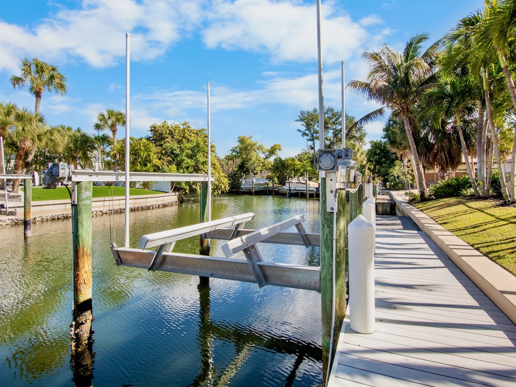 Private dock with boat lift