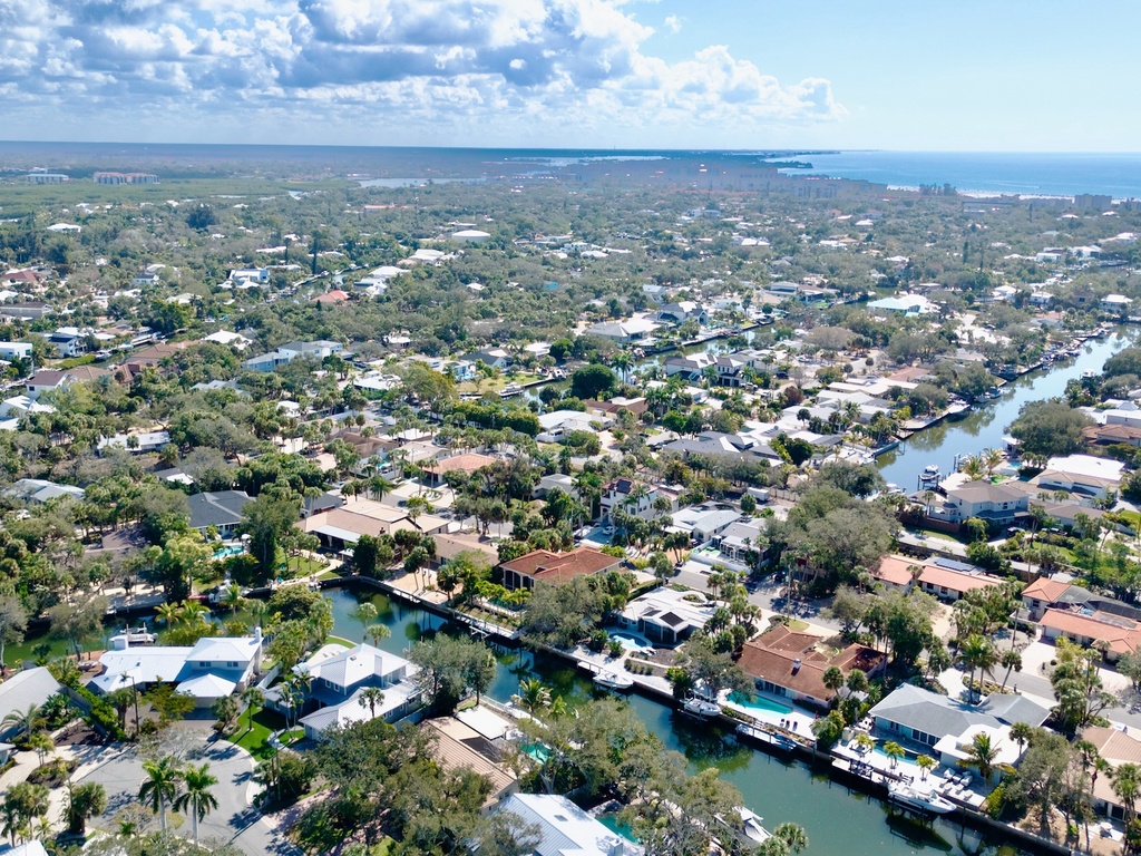 Aerial View - Treasure on the Canal by Siesta Luxury Rental Properties