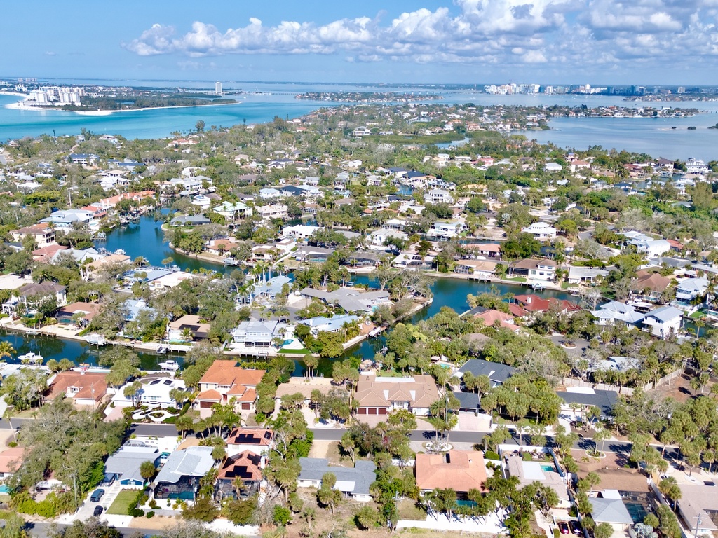 Aerial View - Treasure on the Canal by Siesta Luxury Rental Properties