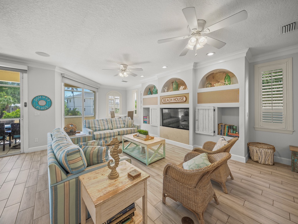 Bright living space with smart TV