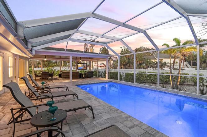 Private pool with comfortable loungers