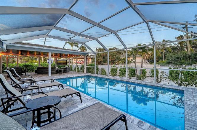 Private pool with comfortable loungers