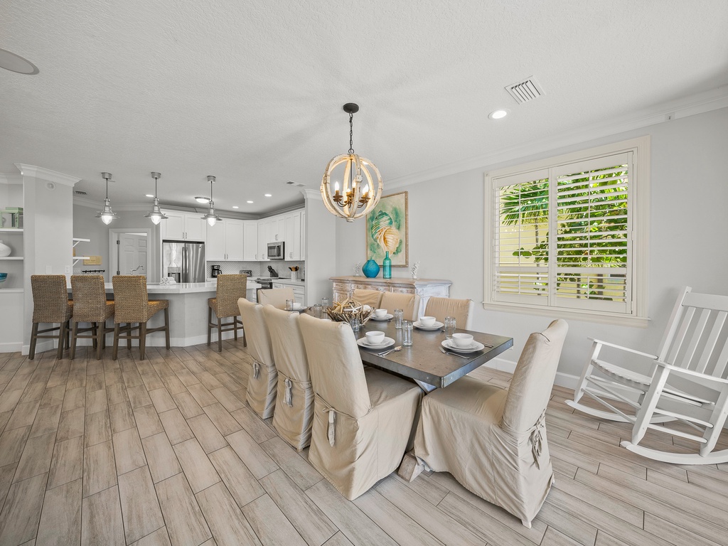 Indoor dining table with seating