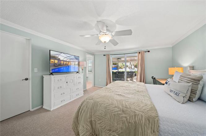 Primary Bedroom, King bed with pool views