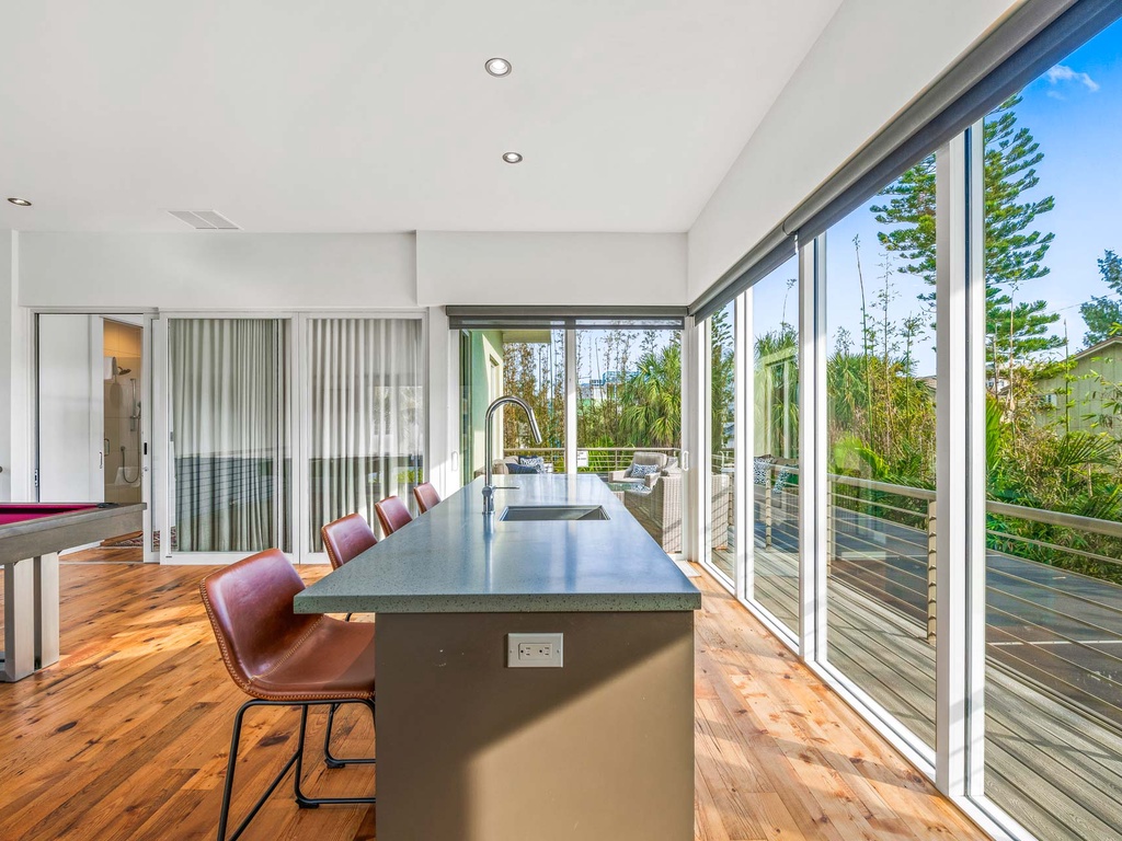 Game Room Wet Bar and Balcony View