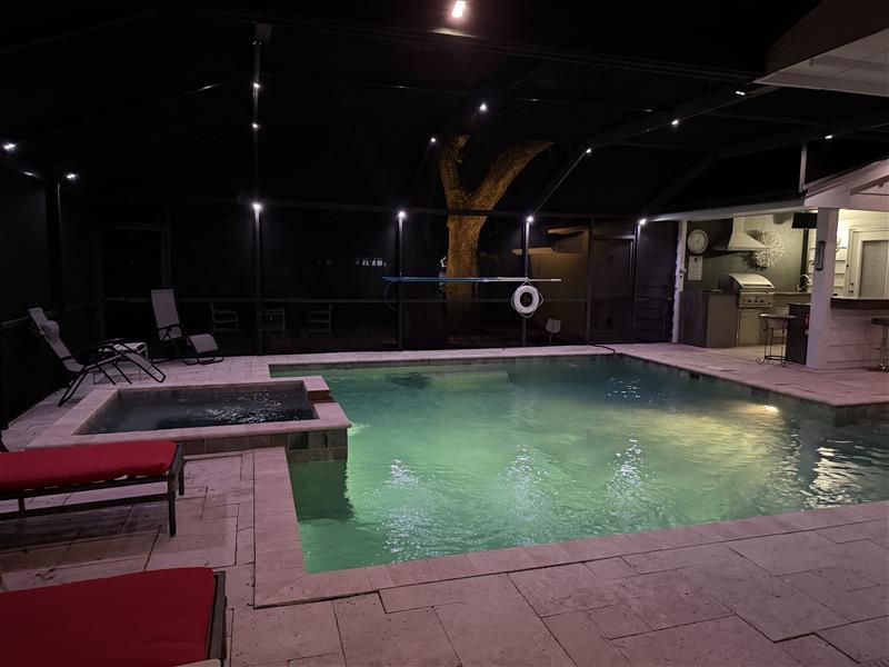 The Shaded Sanctuary nighttime pool