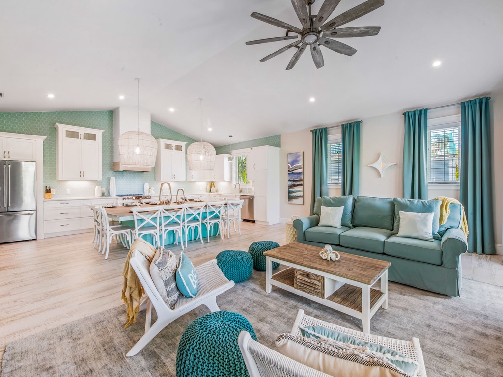 Plenty of space for all in the living area and kitchen