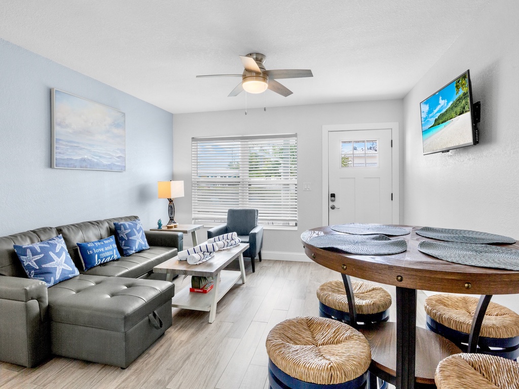 Bright open living and dining area