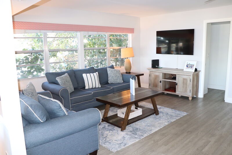 Bright living space with TV