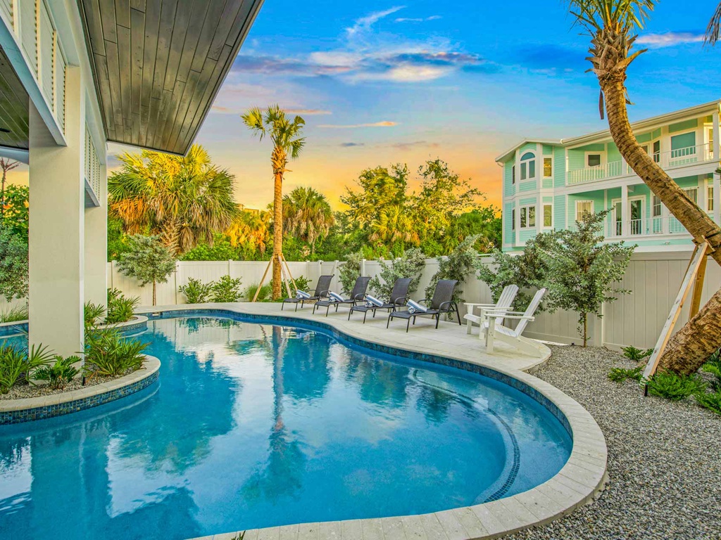 Pool Area at Sunset
