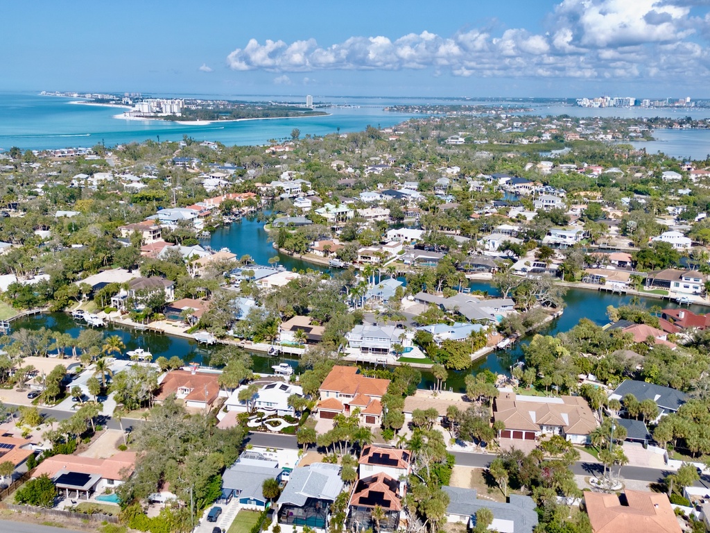 Aerial View - Treasure on the Canal by Siesta Luxury Rental Properties
