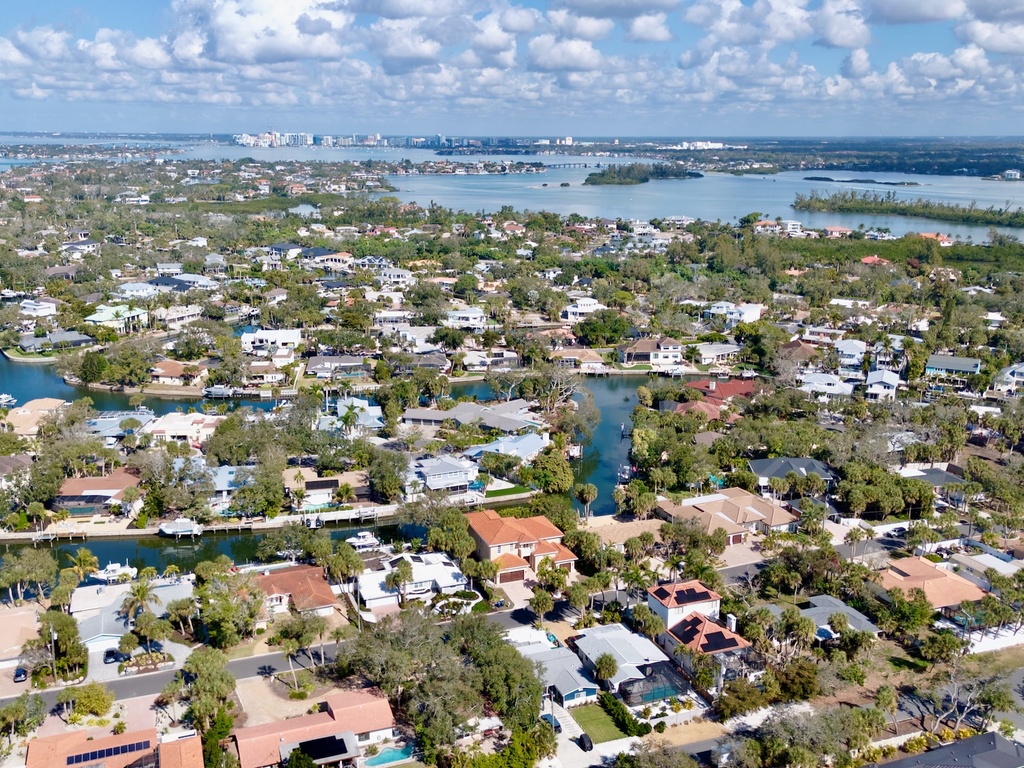 Aerial View - Treasure on the Canal by Siesta Luxury Rental Properties