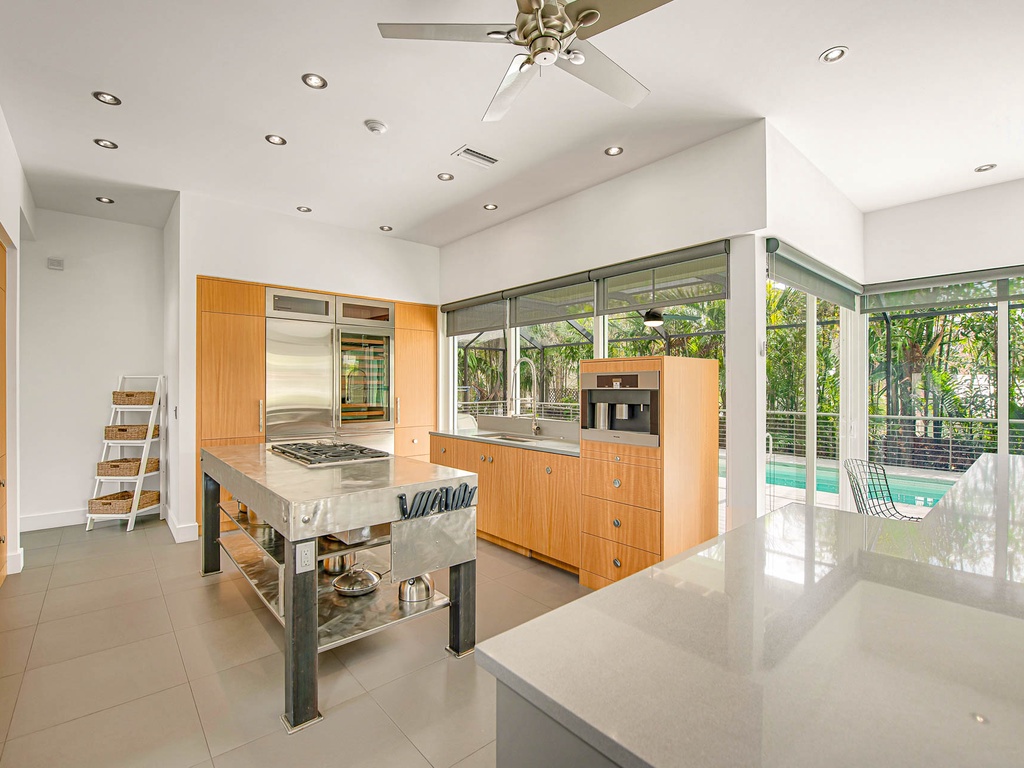 Kitchen with Pool View