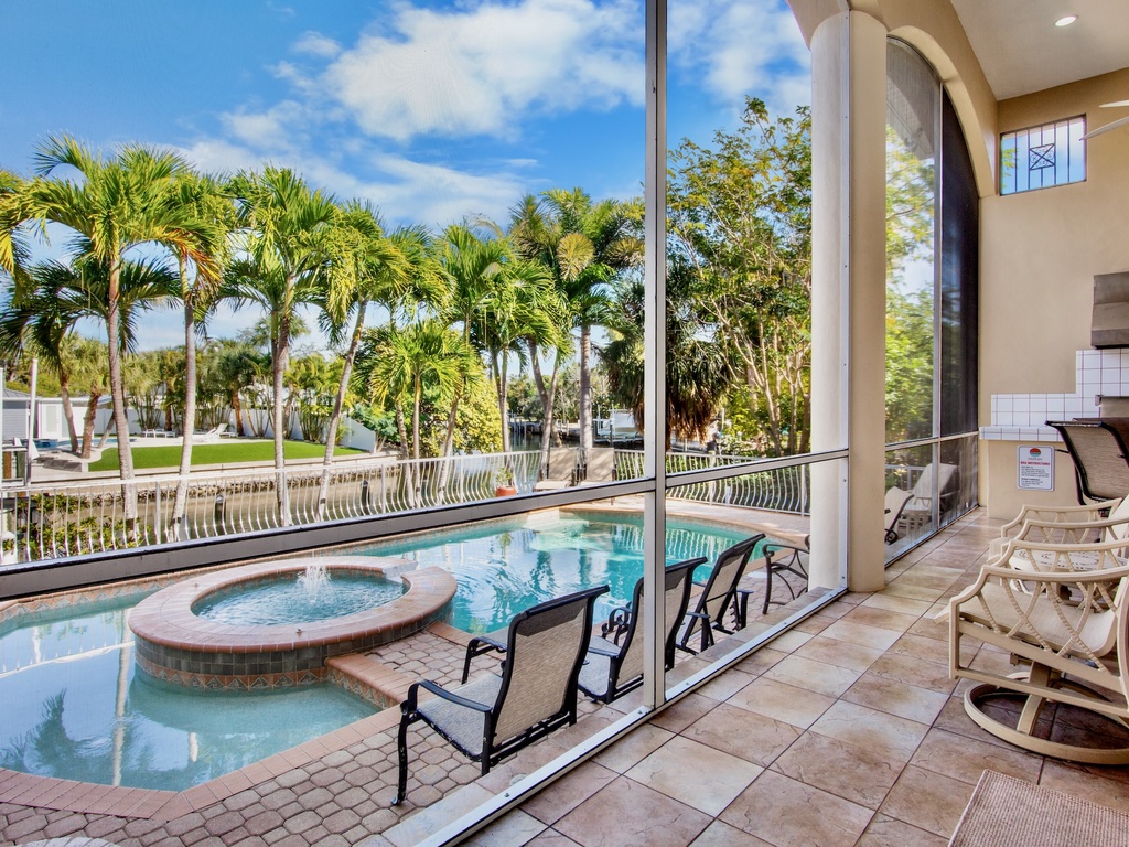 Private pool with outdoor seating